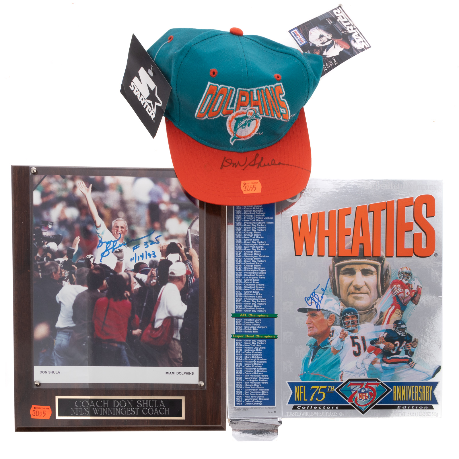 THREE DON SHULA AUTOGRAPHED ITEMS