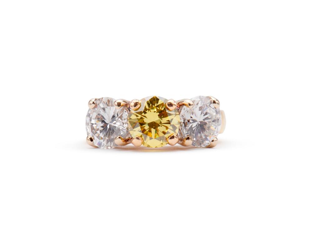 18K GOLD, COLORED DIAMOND, AND