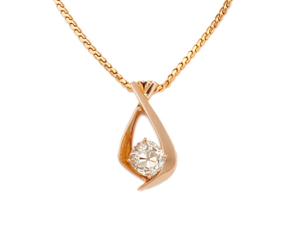 14K GOLD AND DIAMOND PENDANT NECKLACE14K