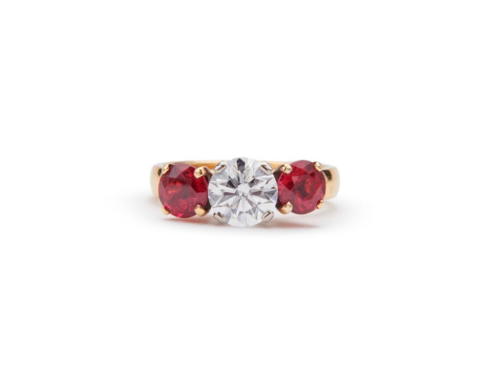 18K GOLD RUBY AND DIAMOND RING18K 3679cc