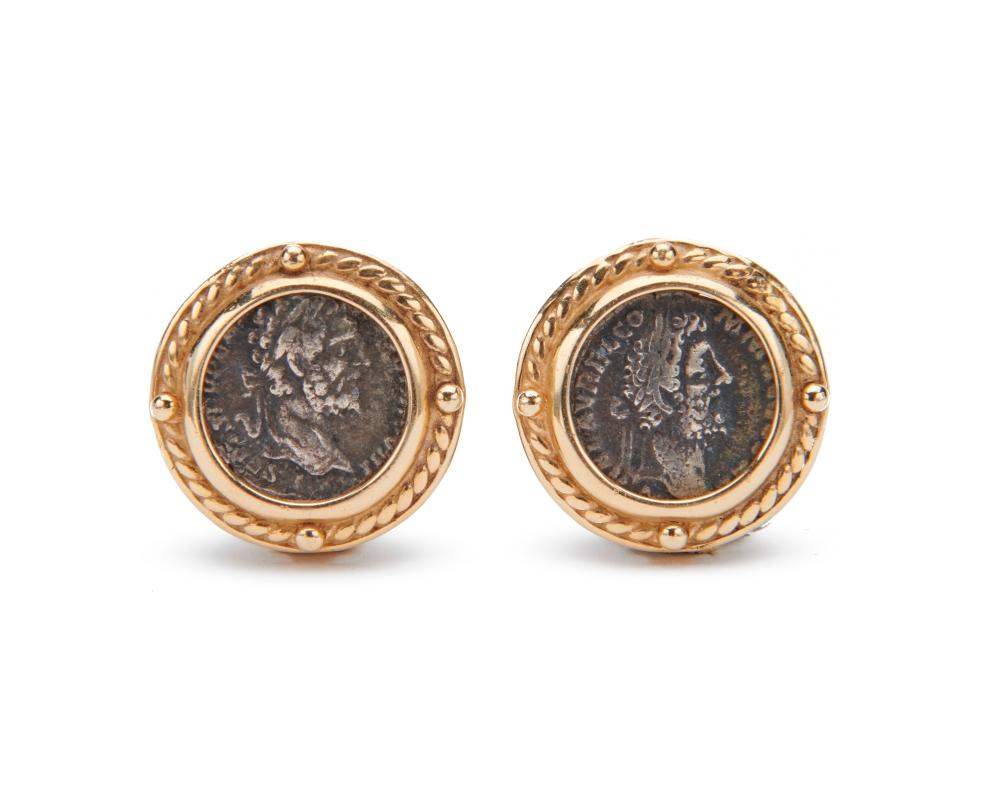 14K GOLD AND COIN EARRINGS14K Gold 367a18