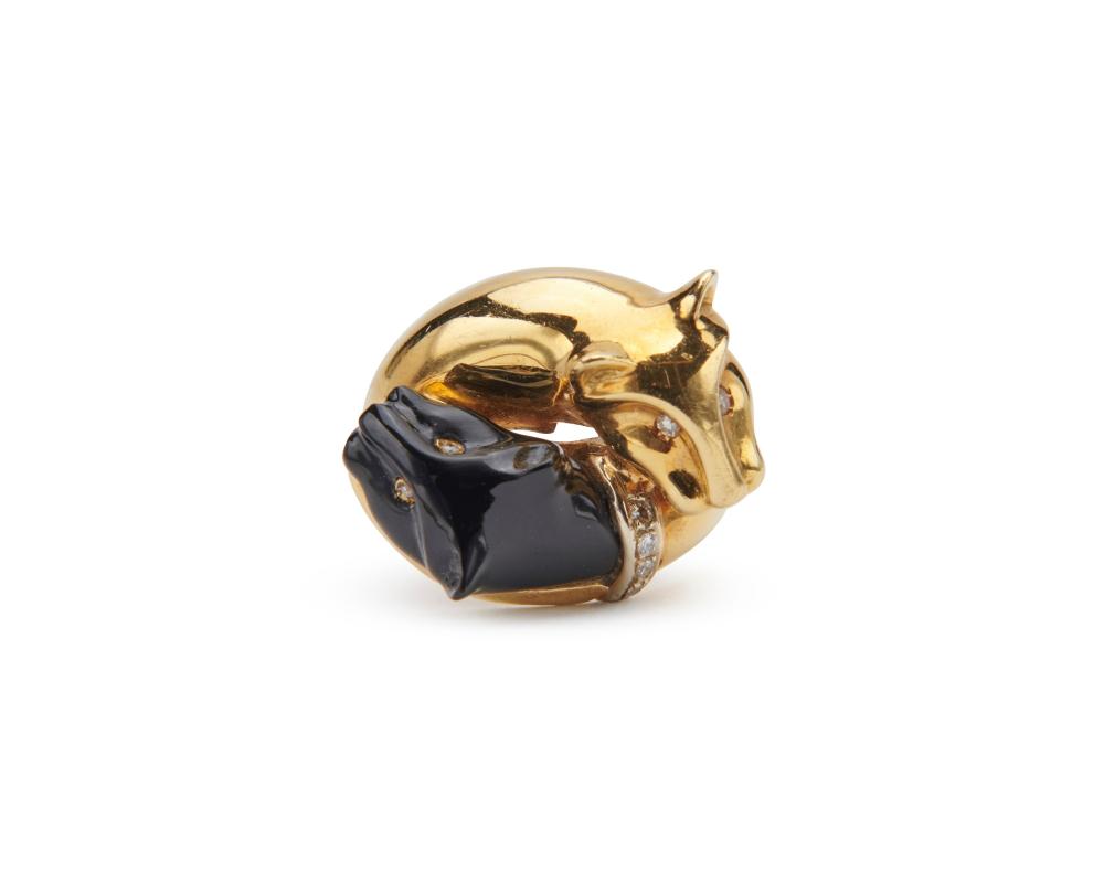 18K GOLD ONYX AND DIAMOND RING18K 367a19
