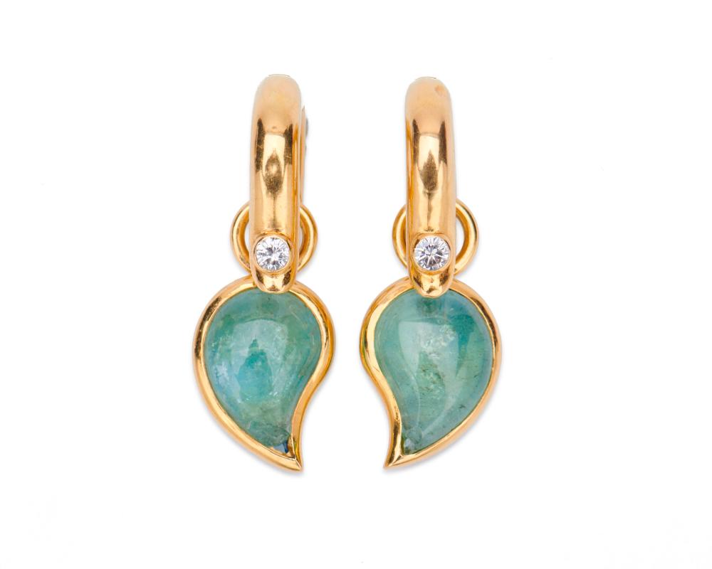 18K GOLD AND GEMSET AQUAMARINE