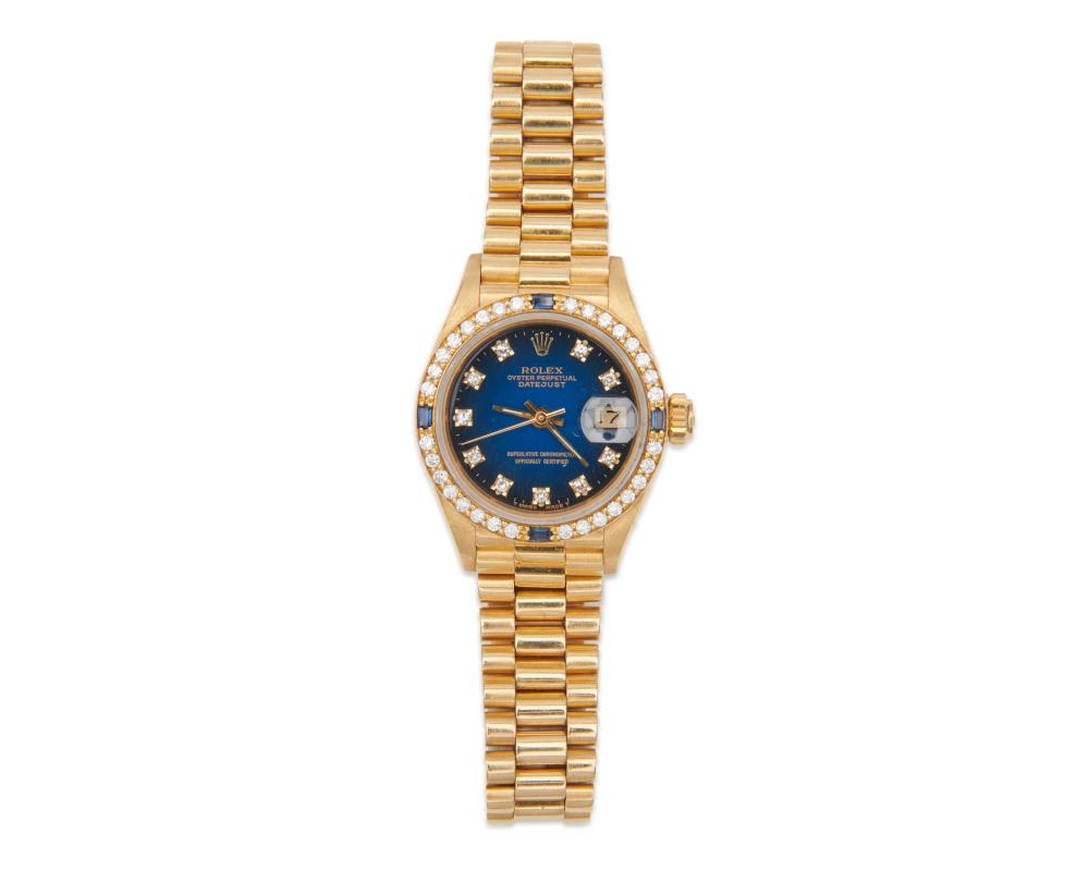 ROLEX 18K GOLD DIAMOND AND SAPPHIRE 367a4a