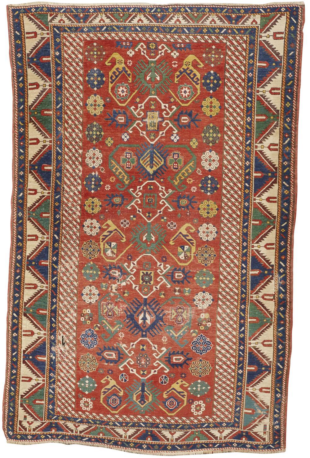 CAUCASIAN RUG, CA. 1875; 7 FT.