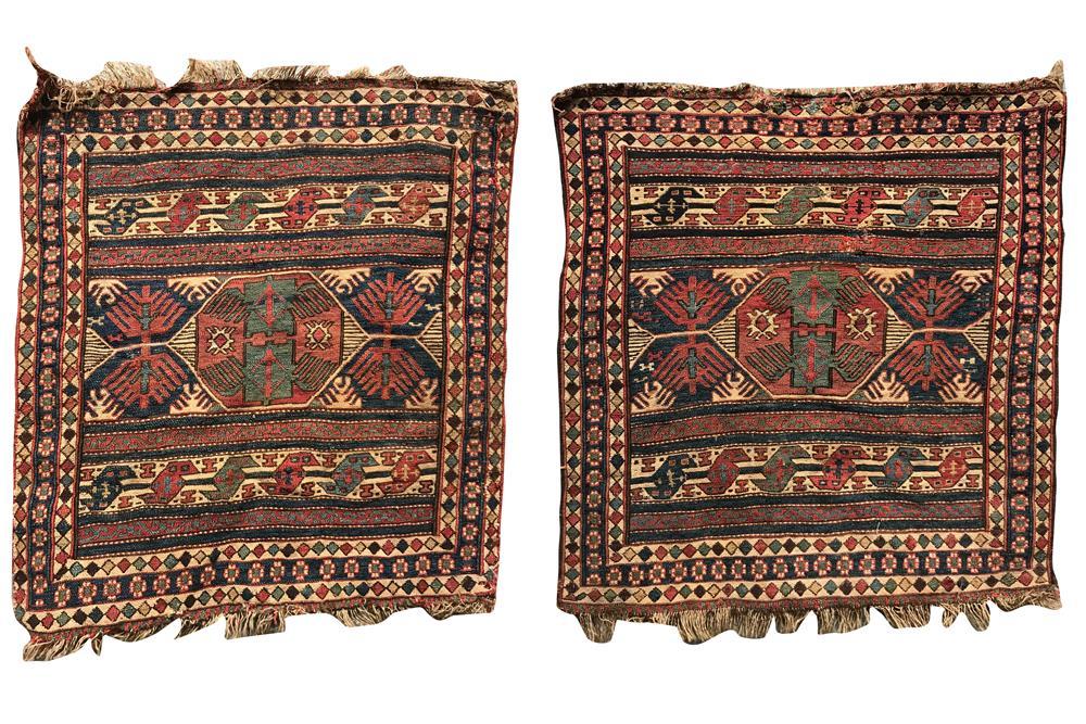 TWO SOUMAC BAGFACES, CA. 1875,