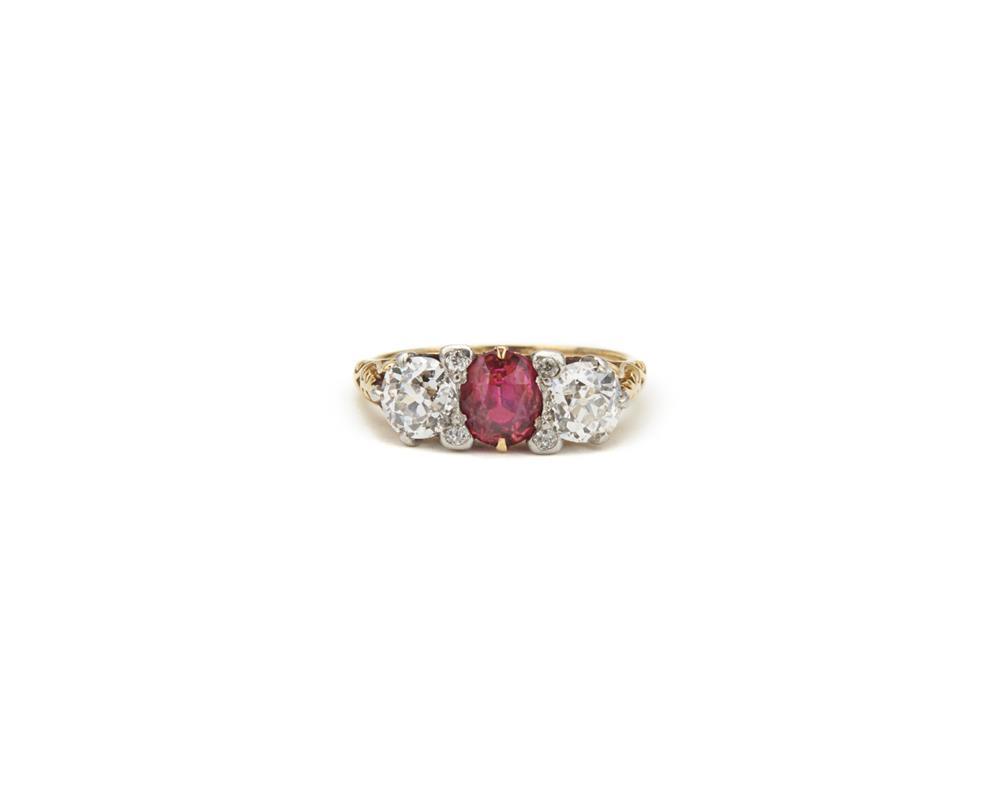 14K GOLD PLATINUM RUBY AND DIAMOND 367ba0