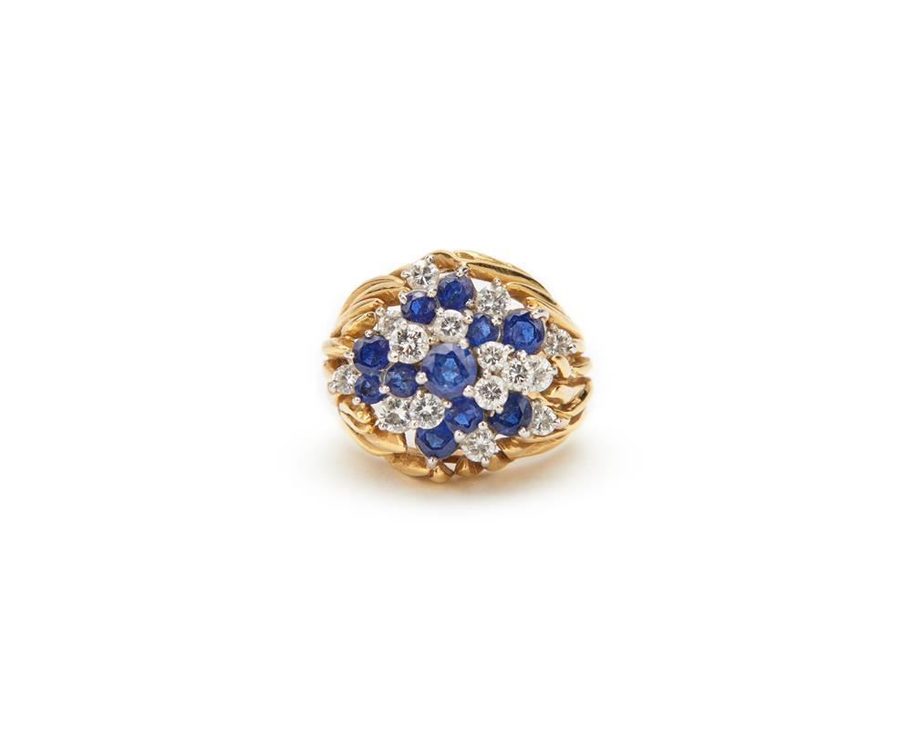 14K GOLD, DIAMOND, AND SAPPHIRE