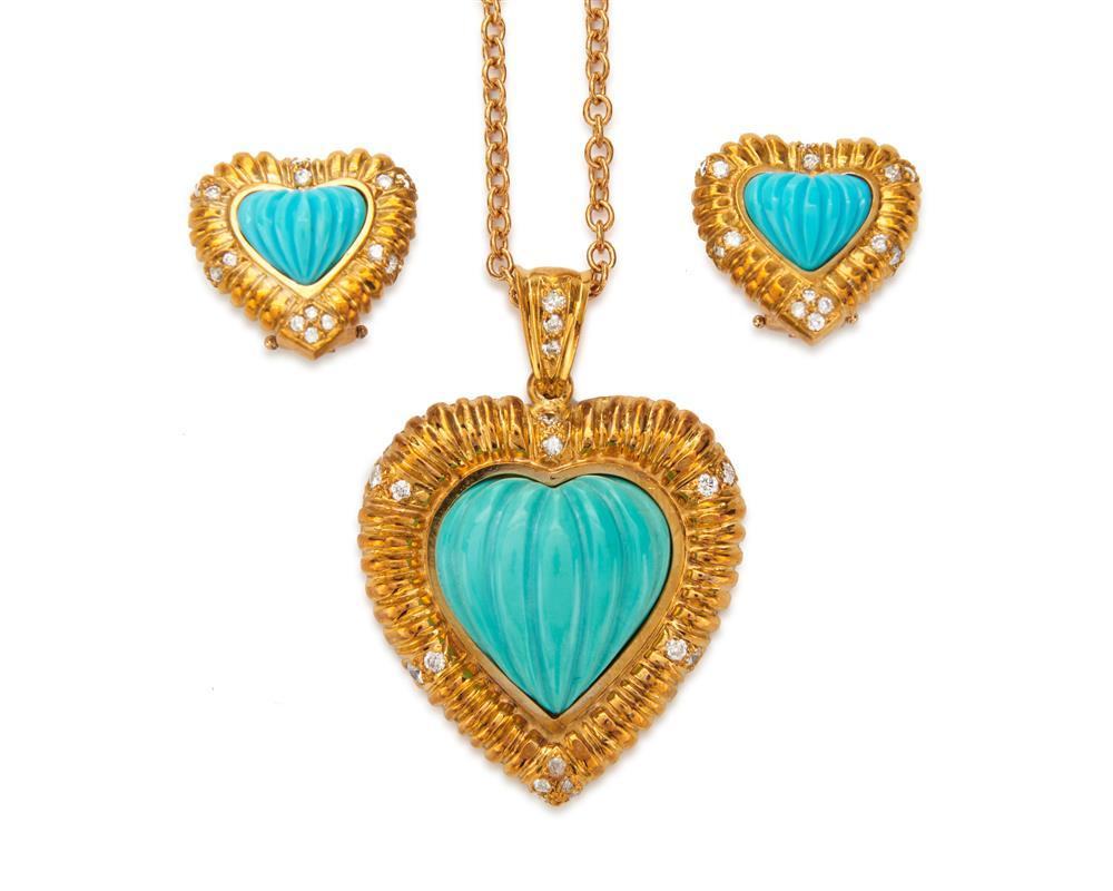 18K GOLD, TURQUOISE, AND DIAMOND SUITE18K