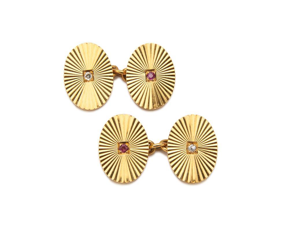 18K GOLD DIAMOND AND RUBY CUFFLINKS18K 367c3e