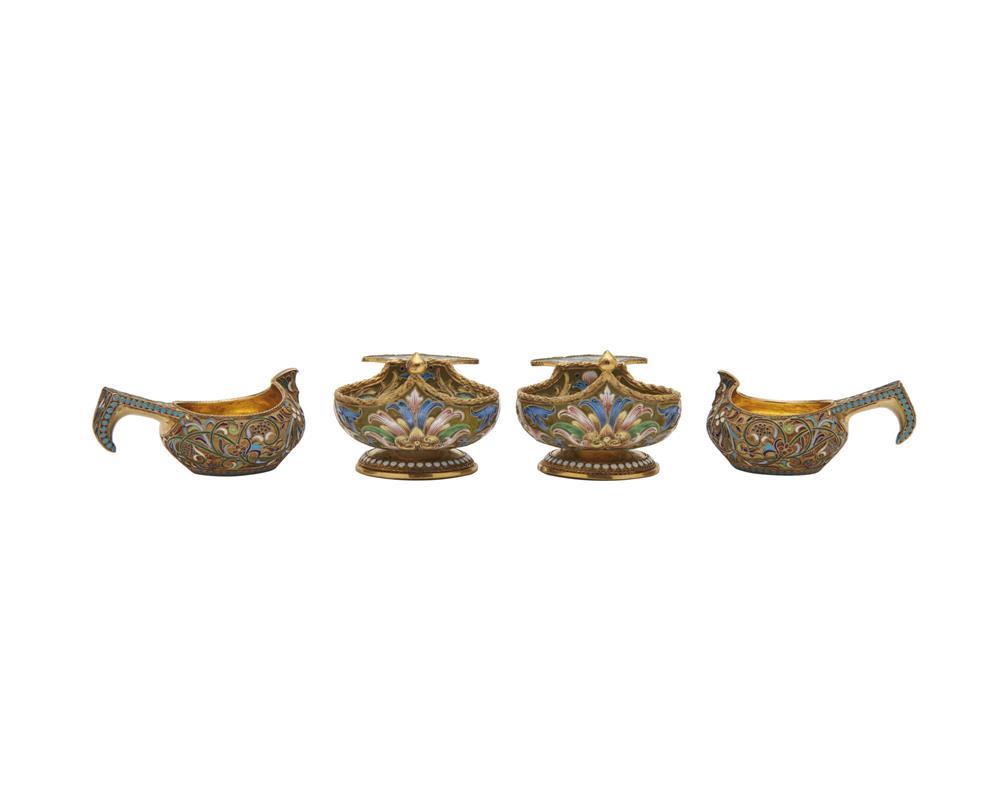 TWO PAIR OF RUSSIAN GILT SILVER 367d8c