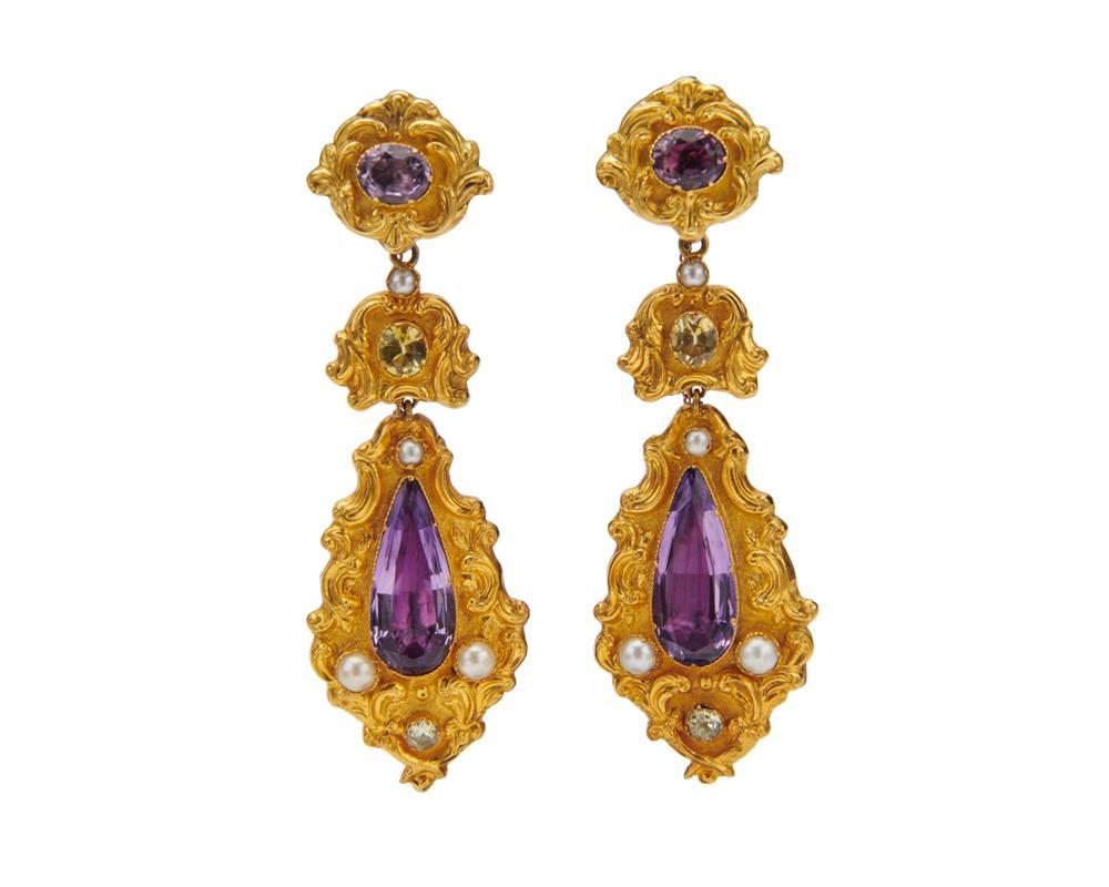 18K GOLD, AMETHYST, TOPAZ, AND