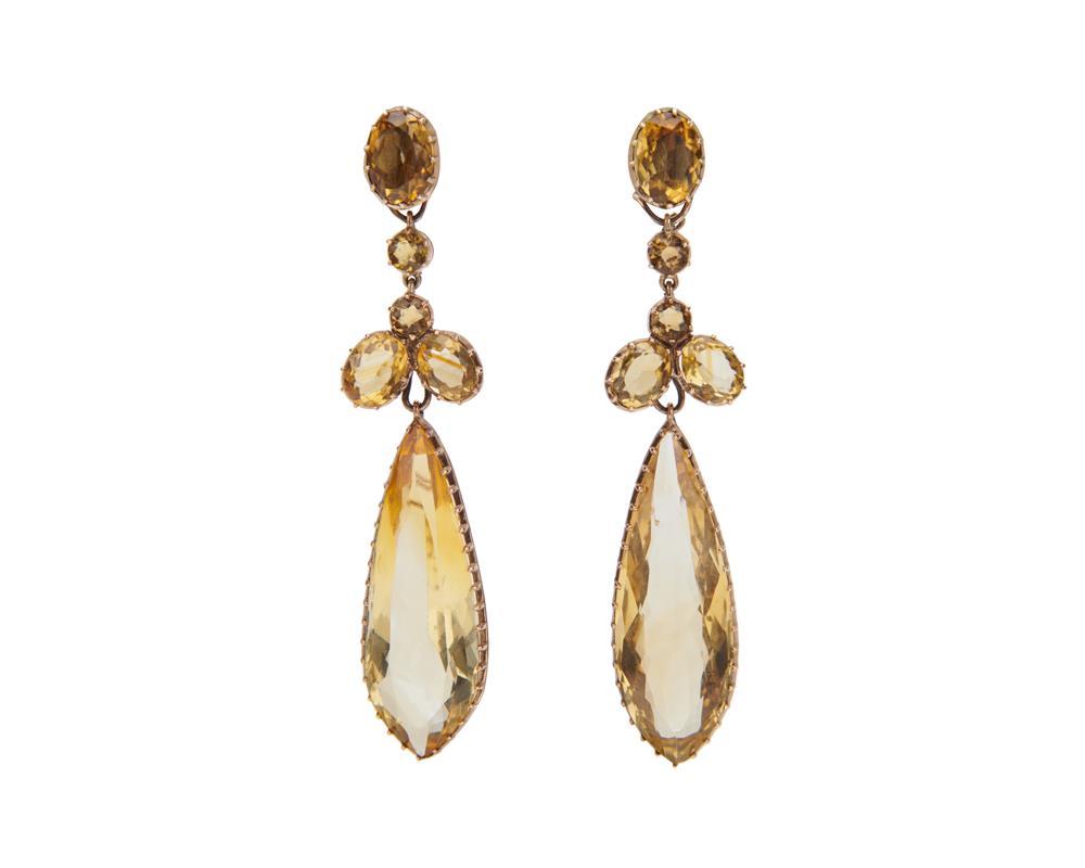 10K GOLD AND CITRINE PENDANT EARRINGS10K 367ea1