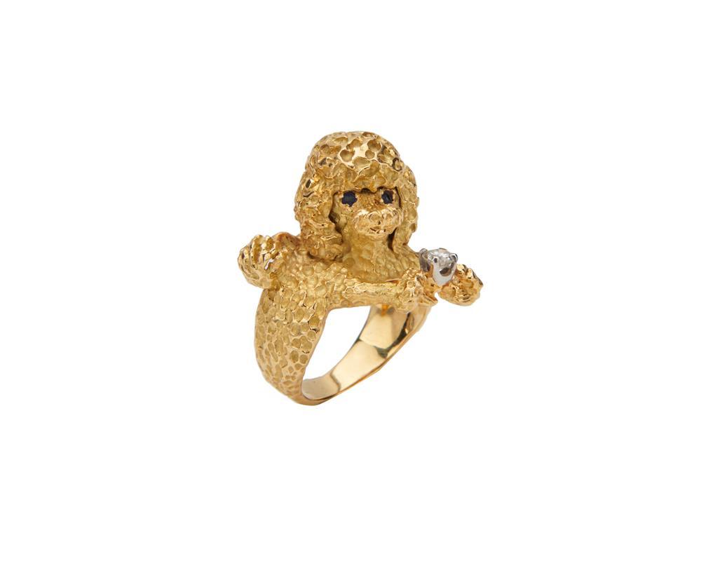 18K GOLD DIAMOND AND GEMSET POODLE 367f1e