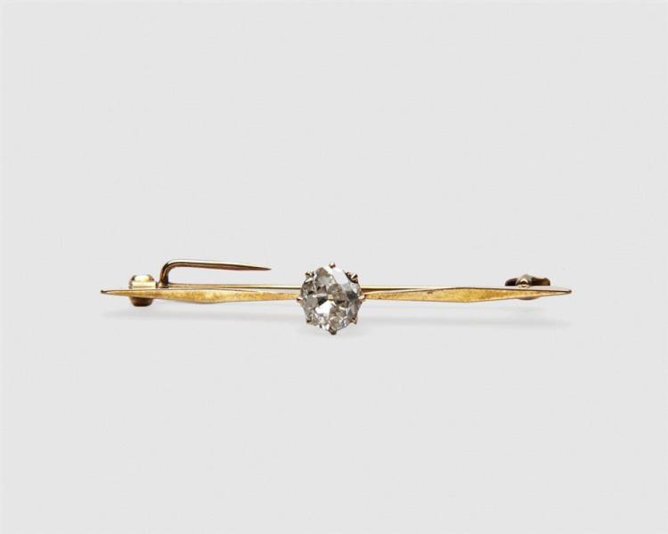 14K GOLD AND DIAMOND BAR BROOCH14K 36809e