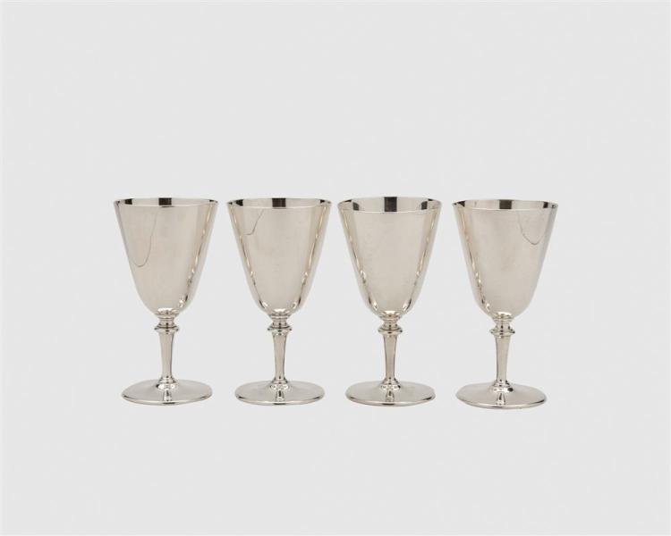 TIFFANY & CO. FOUR SILVER GOBLETSTIFFANY