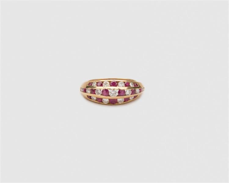 18K YELLOW GOLD DIAMOND AND RUBY 3681ab
