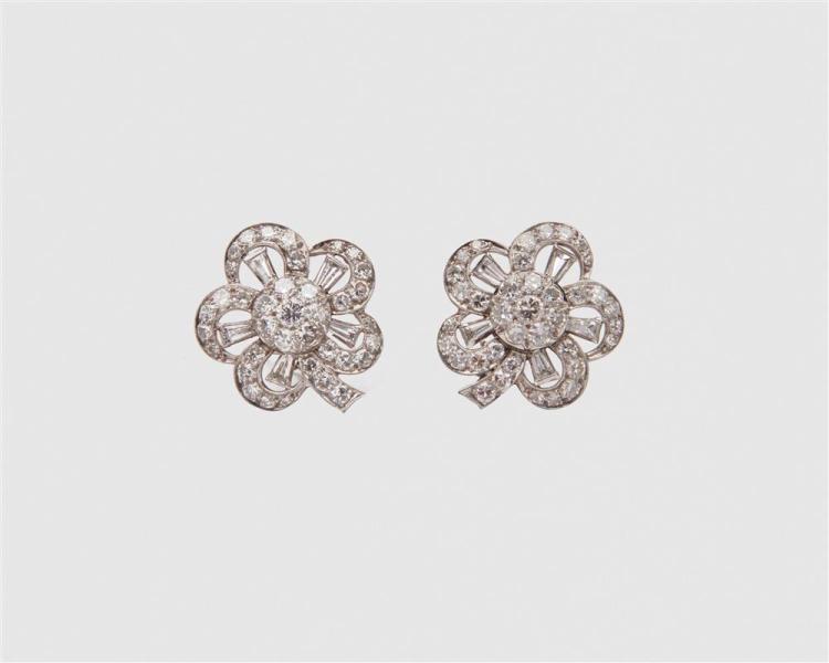 PLATINUM AND DIAMOND EARRINGSPlatinum 3681a3