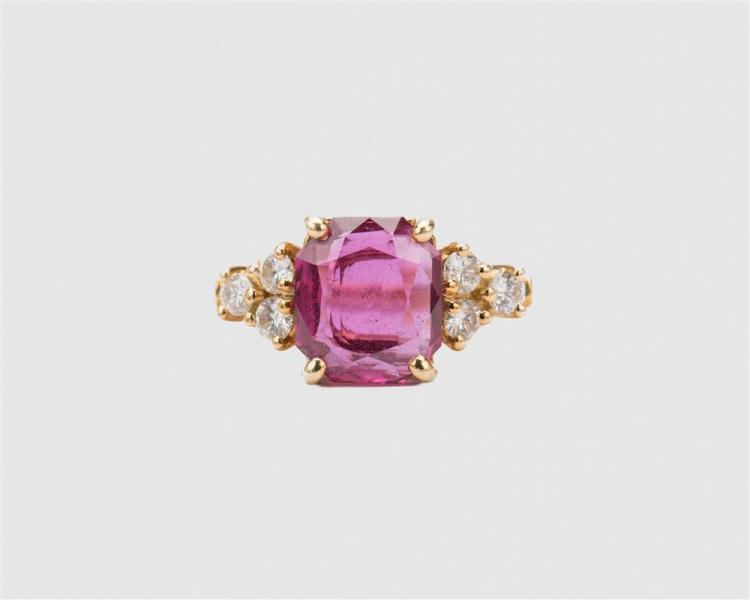 18K YELLOW GOLD RUBY AND DIAMOND 3681b0