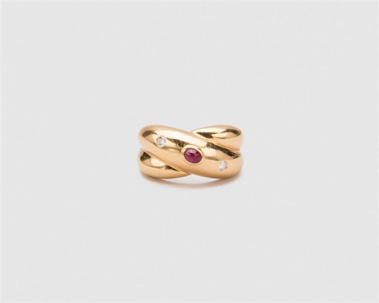 CARTIER 18K YELLOW GOLD RUBY  3681b3