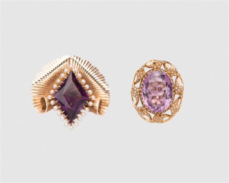 14K YELLOW GOLD, AMETHYST, AND