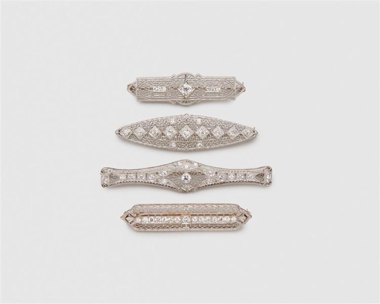 FOUR EDWARDIAN DIAMOND BAR BROOCHESFour 3681bb