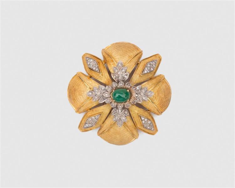 18K GOLD DIAMOND AND EMERALD 3681c1