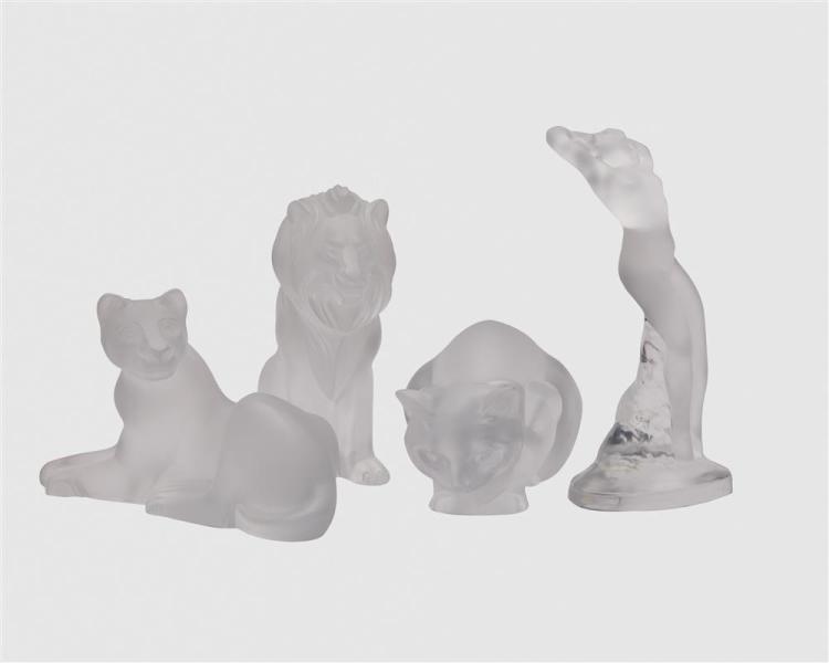 FOUR LALIQUE GLASS FIGURINES,Four LALIQUE