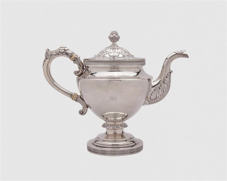 AMERICAN SILVER COFFEE POT, THOMAS