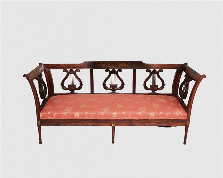 REGENCY CARVED MAHOGANY BRASS INLAID 368209