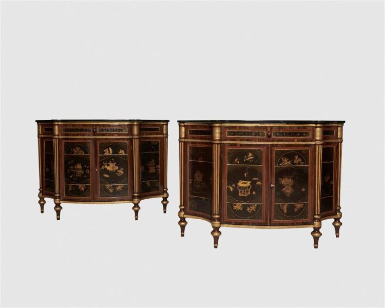 PAIR OF REGENCY CHINOISERIE CABINETS,