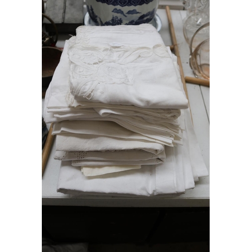 Assortment antique and vintage of linen