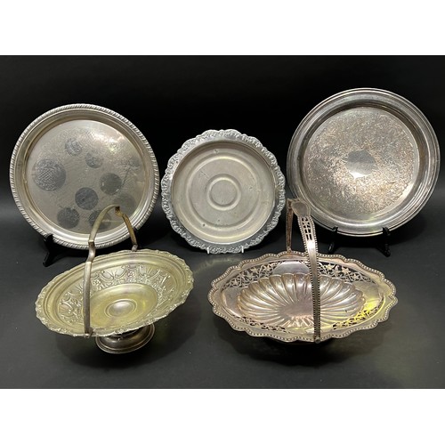 Assortment of silver plate baskets and