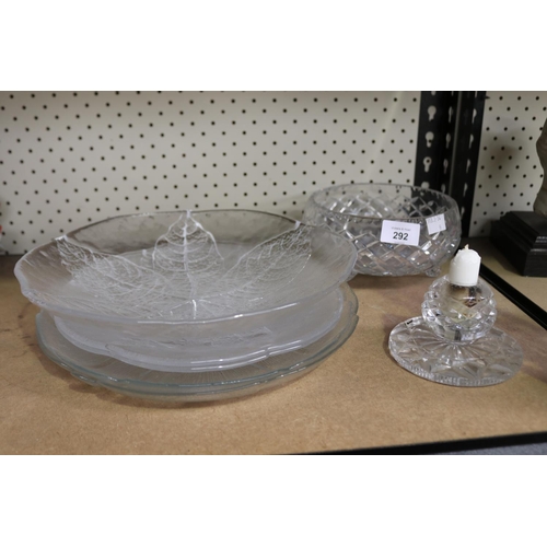 Art glass platters and a crystal