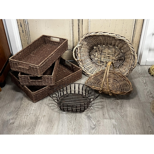 Selection of baskets, and three