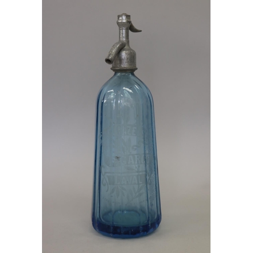 Vintage French bistro blue glass 3682db
