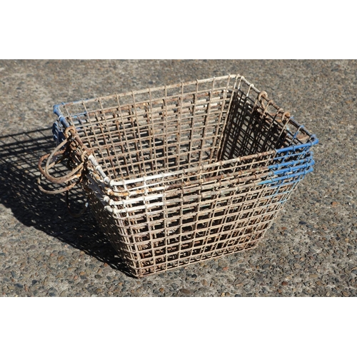 Four french wire work oyster baskets,