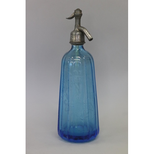 Vintage French bistro blue glass 3682fb