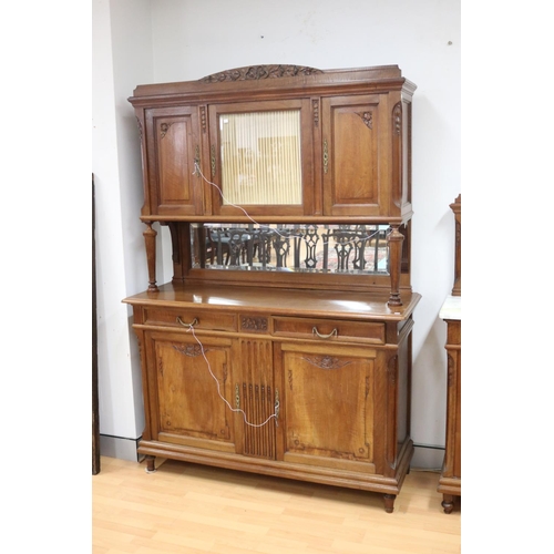 Vintage French two height walnut buffet,