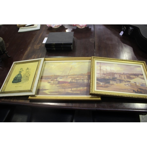 Three decorative pictures, approx