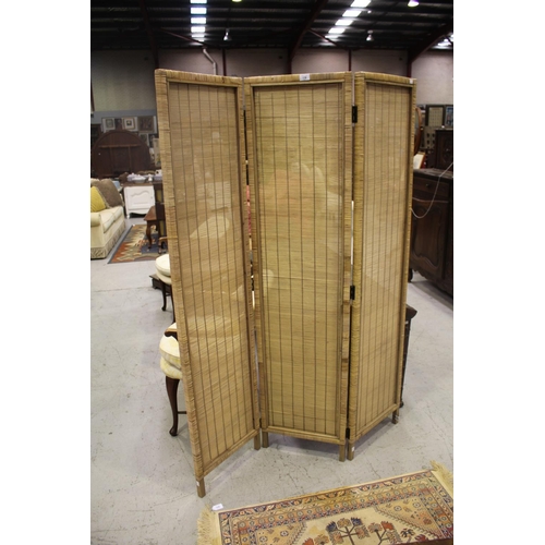 Bamboo three panel folding screen,