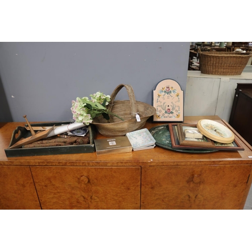 Assorted lot of items to include basket,