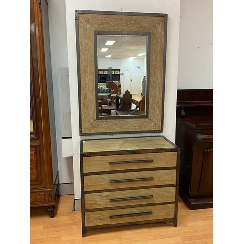 Modern four drawer metal banded chest