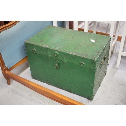 Antique steamer trunk, green painted
