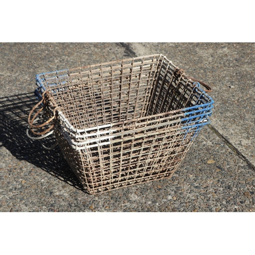 Four old French wire work baskets, approx
