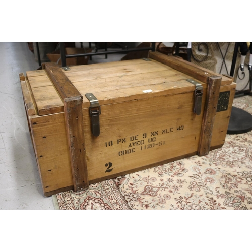 French wooden lidded crate / trunk,