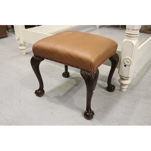 Chippendale style stool with upholstered