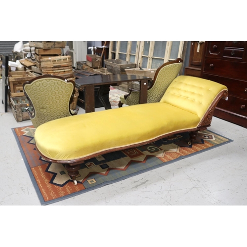 Victorian yellow upholstered chaise