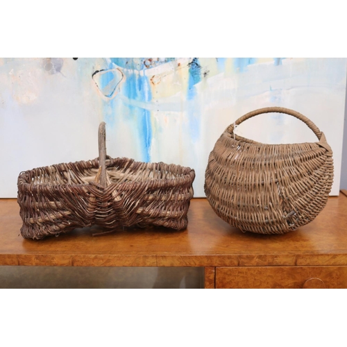Two French woven pickers baskets  368481