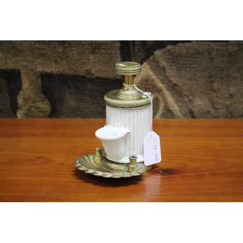 Antique French porcelain and brass inkstand,